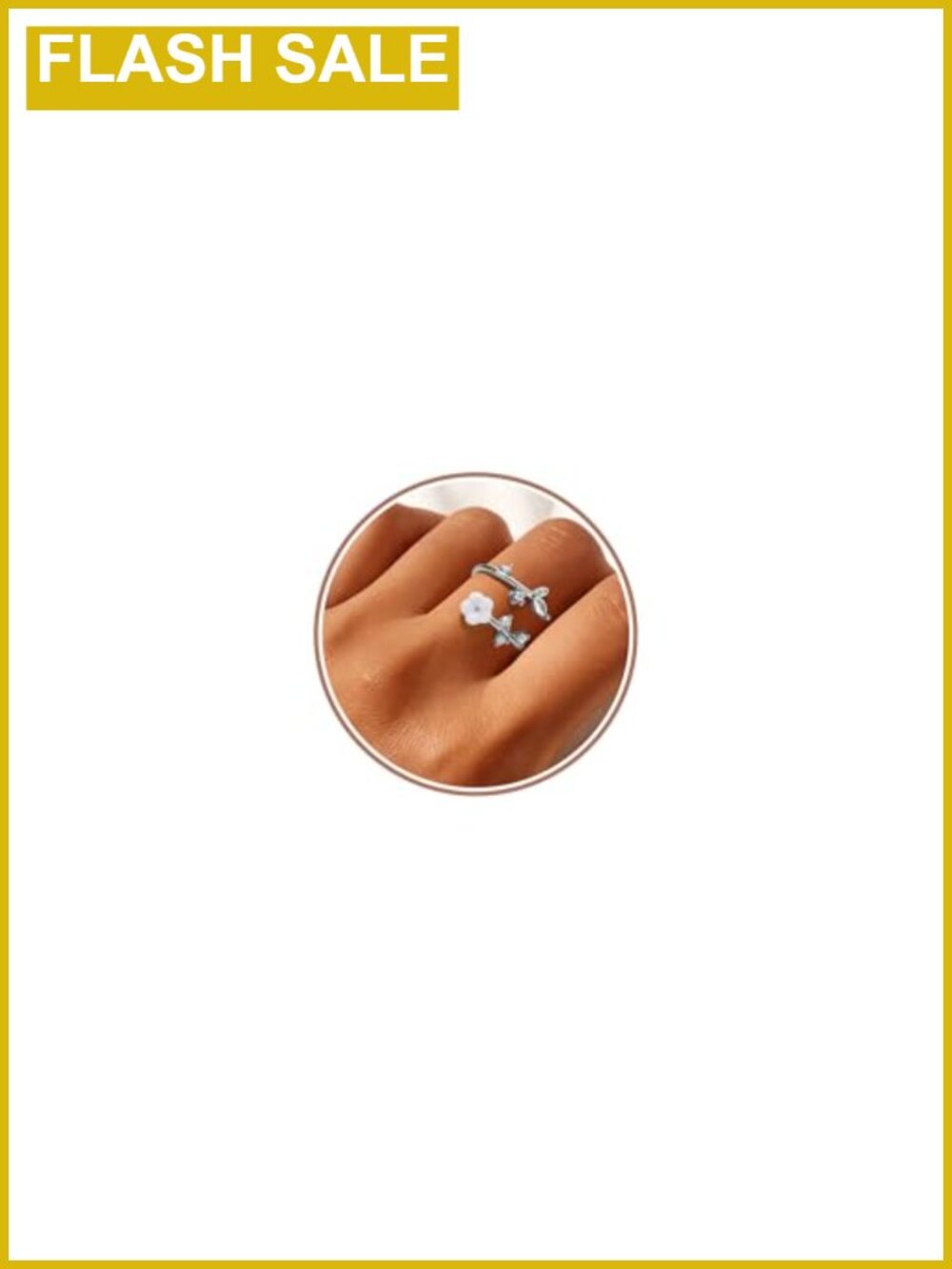 14K Gold Plated Adjustable Flower Ring with Cubic Zirconia and Pearl Shell